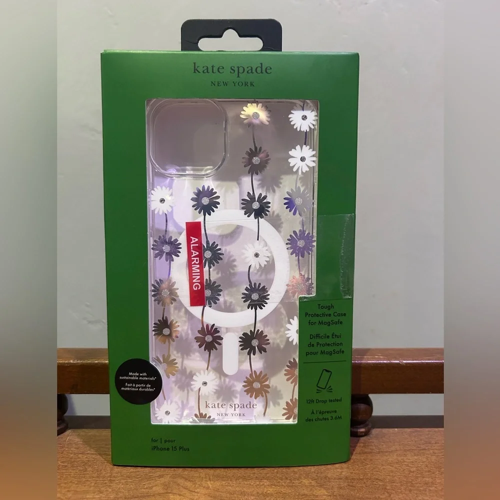 Kate Spade New York Clear Iridescent Daisy Chain MagSafe Iphone 15 Plus Case